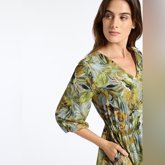 🌿 DAVID LAWRENCE 🌿women’s multicoloured floral midi dress puff sleeves size 10 - Picture 4 of 12